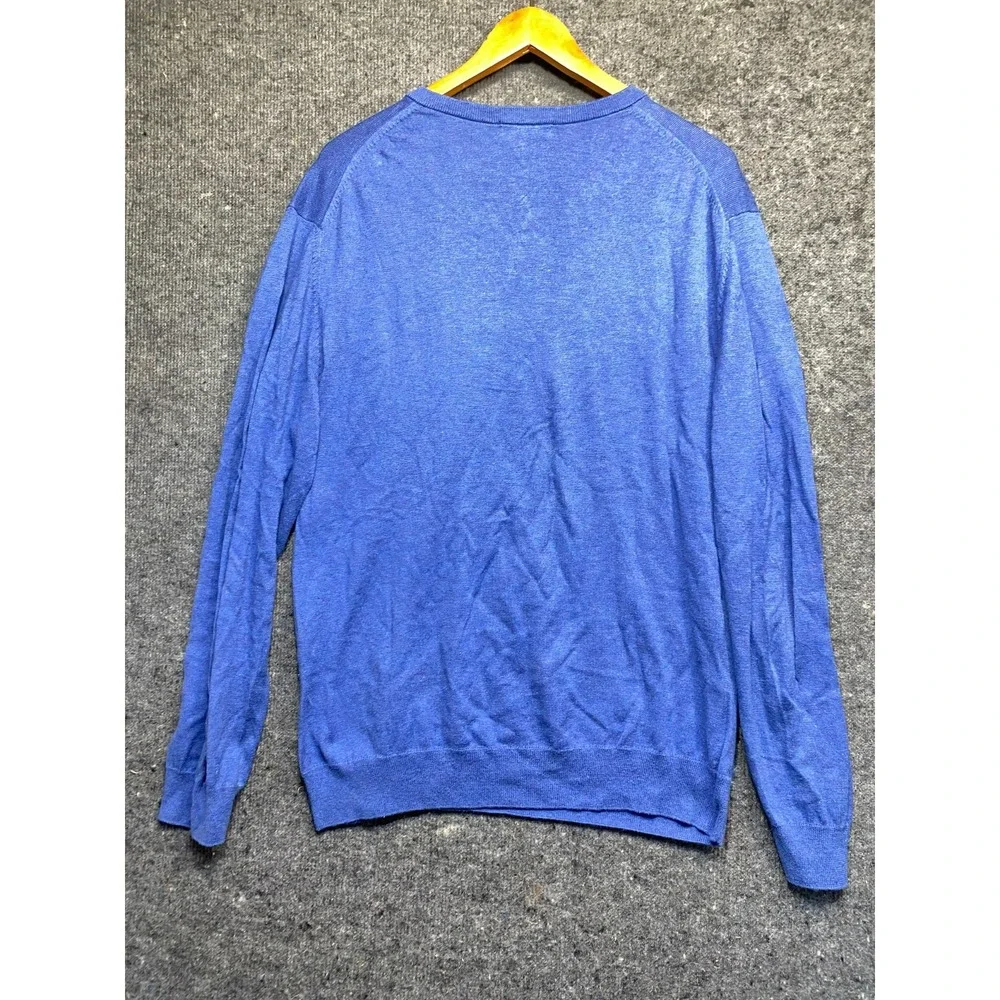 Southern Tide Mens V-Neck Sweater Blue Pima Cotton Pullover Medium